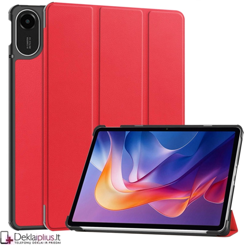 Dirbtinės odos atverčiamas dėklas - raudonas (Xiaomi Redmi Pad 2 (11) Dirbtinės odos atverčiamas dėklas - raudonas (Xiaomi Redmi Pad 2 (11)